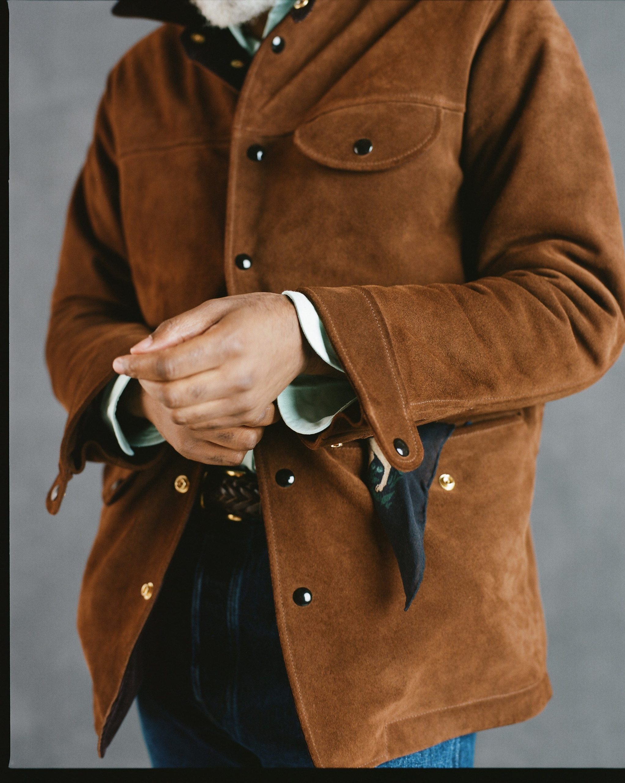 Brown Suede Car Coat with Blanket Lining - Image 10