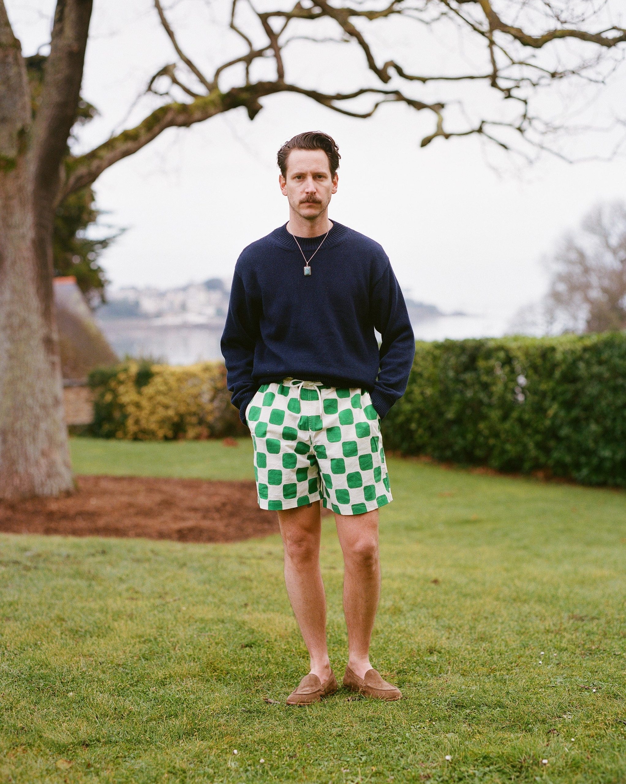 Navy Cotton Mock Neck Jumper - Image 6