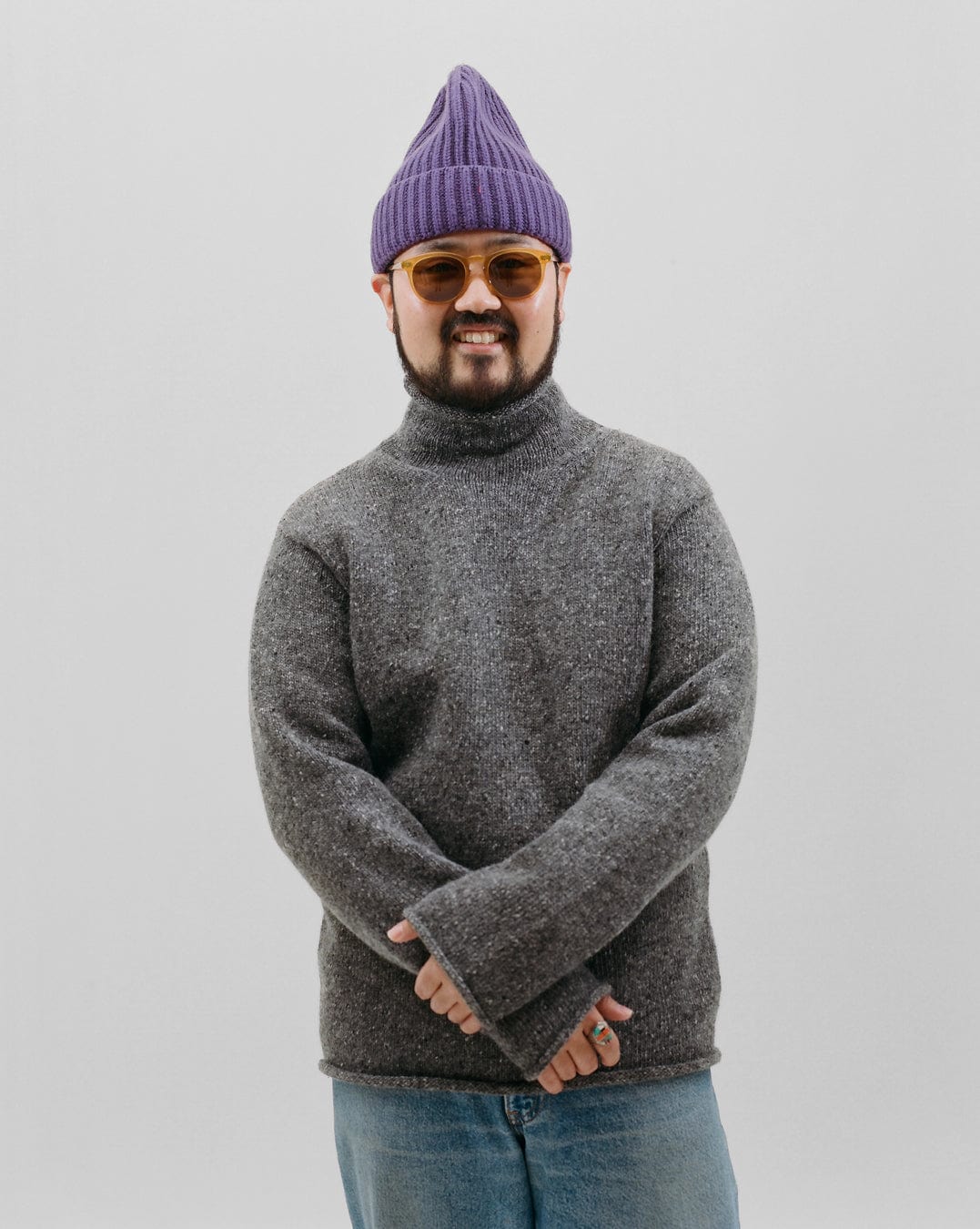 Purple Cashmere Ribbed Knit Cap - Image 5