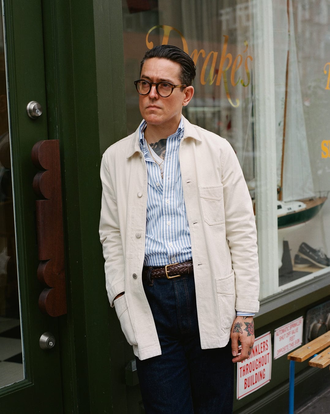 Ecru Selvedge Denim Five-Pocket Chore Jacket - Image 10