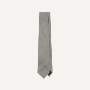 Grey Prince of Wales Check Tipped Silk Tie