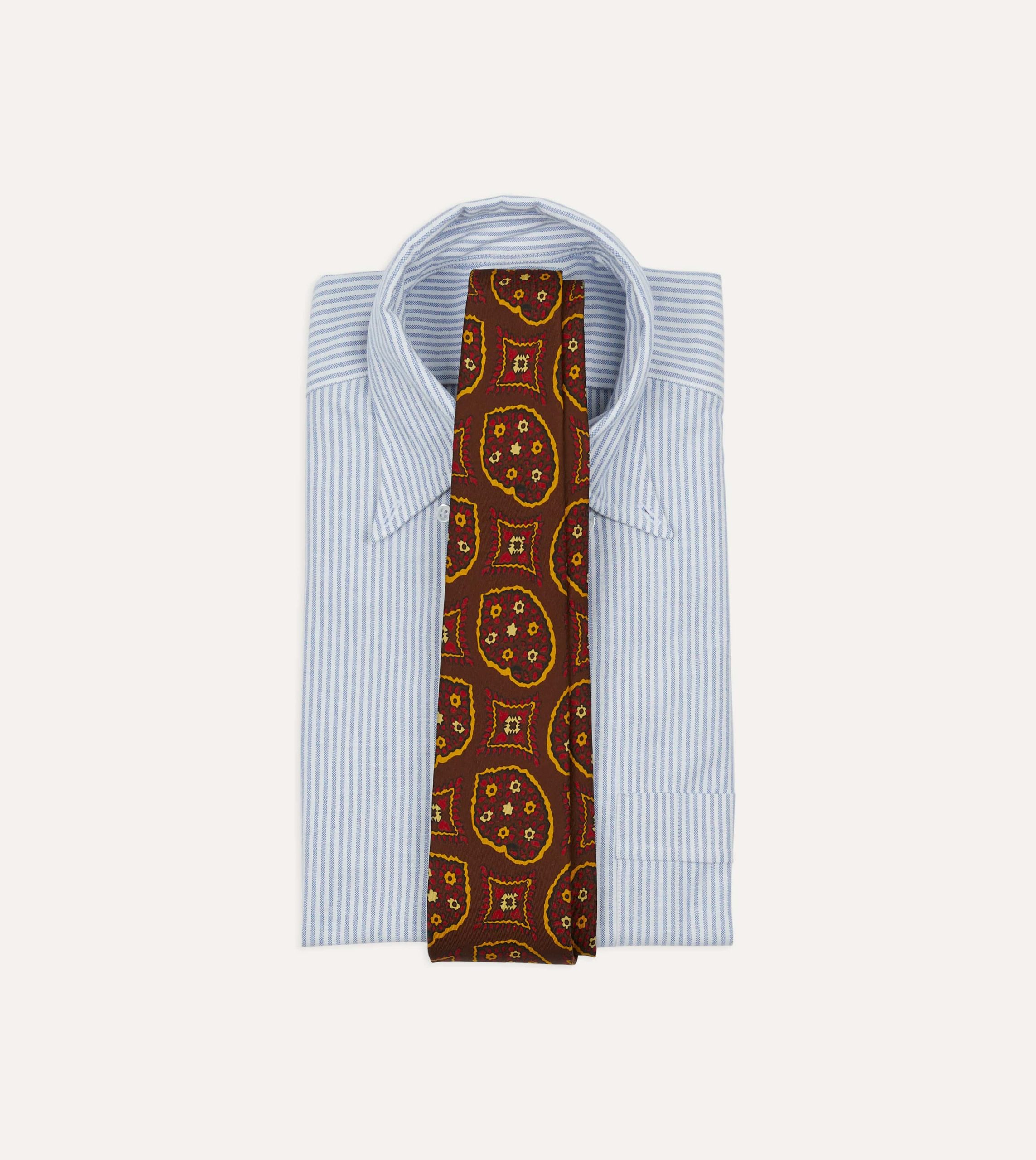 Brown Exploded Paisley Print Silk Self Tipped Tie - Image 2