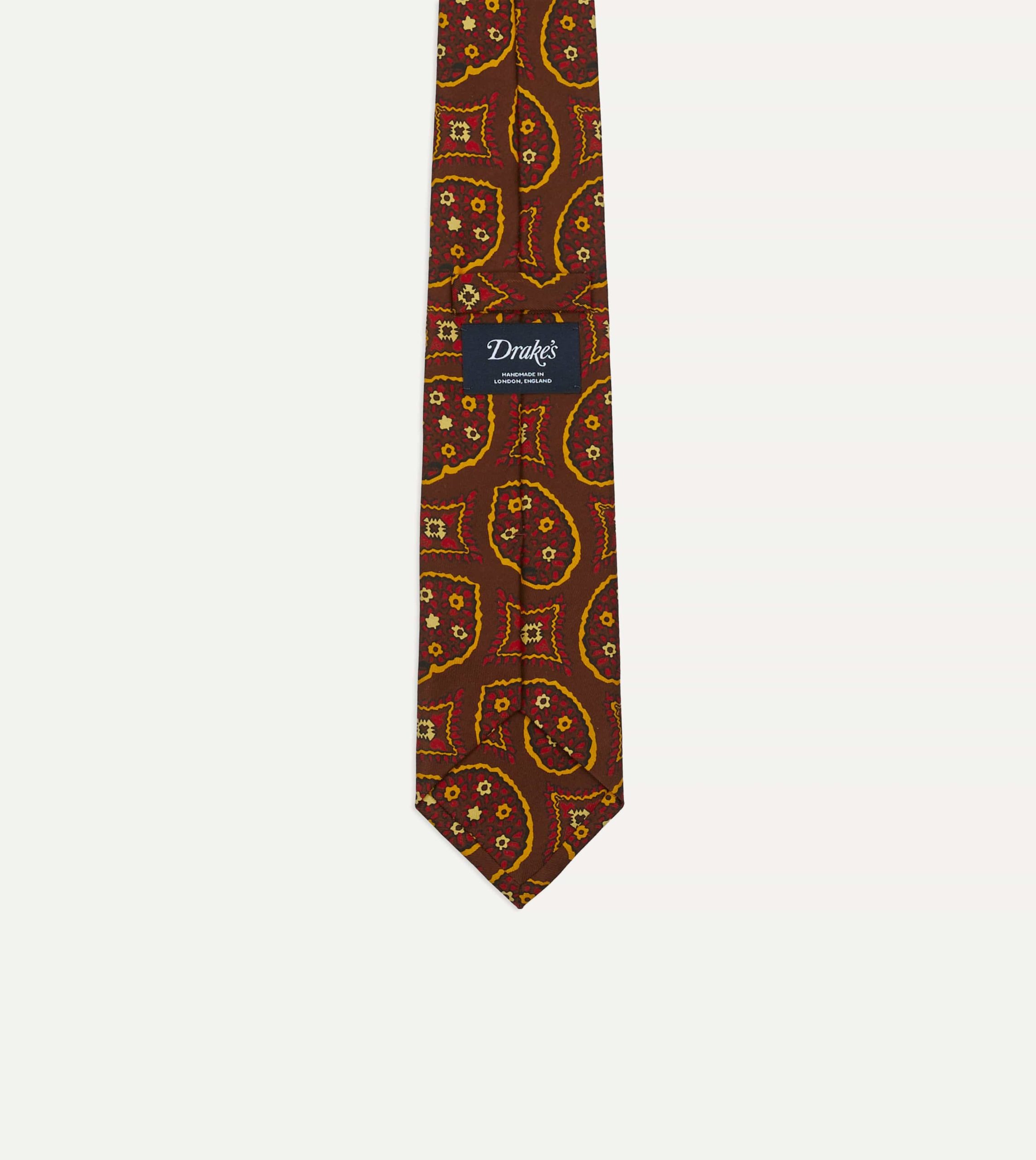 Brown Exploded Paisley Print Silk Self Tipped Tie - Image 3