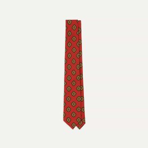 Orange Tile Print 36oz Madder Silk Self Tipped Tie