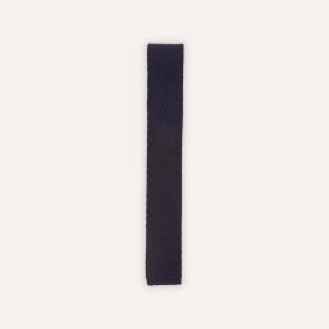 Navy Knitted Cashmere Wool Solid Colour Tie