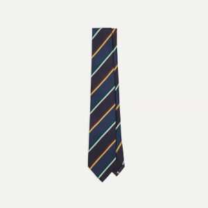 Navy. Blue and Red Multi Stripe Silk Tipped Tie