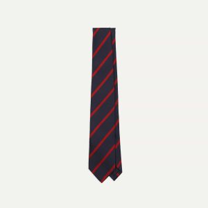 Navy and Red Stripe Repp Silk Tie