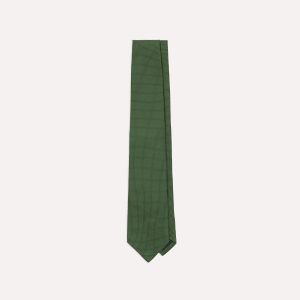 Green Micro Polka Dot Embroidered Tipped Tie