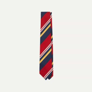 Navy. Red and Yellow Baiadera Stripe Mogador Tipped Tie