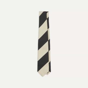Navy and Ecru Broad Stripe Silk Tipped Tie