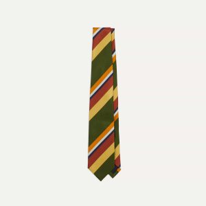 Green Multi Stripe Silk Tipped Tie