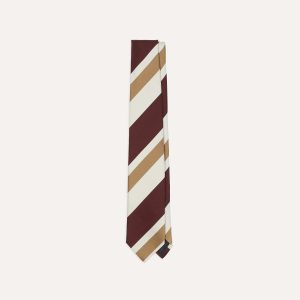 Red and Cream Broad Stripe Silk Tipped Tie