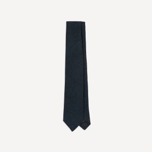 Navy Shetland Wool Tipped Tie