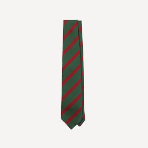 Green and Red Dual Stripe Mogador Silk Tipped Tie