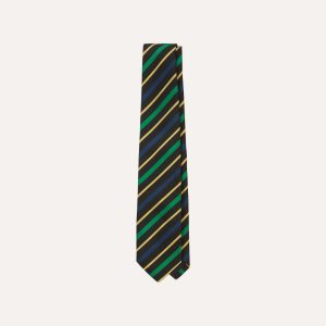 Black. Blue. Green and Yellow Multi Stripe Mogador Silk Tipped Tie