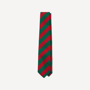 Green and Red Block Stripe Mogador Silk Tipped Tie