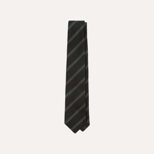 Black. Green and Red Sandwich Stripe Mogador Silk Tipped Tie
