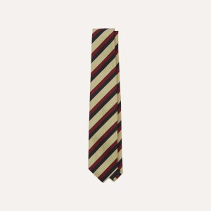 Navy. Red and Buff Stripe Mogador Silk Tipped Tie
