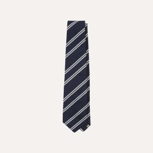 Navy and Ecru Double Stripe Repp Silk Tipped Tie
