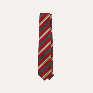 Red and Yellow Triple Stripe Repp Silk Tipped Tie