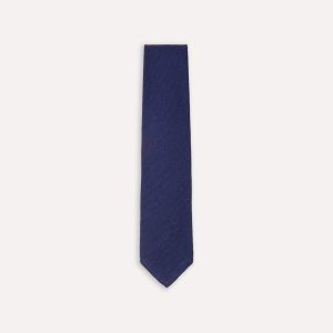 Light Navy Pure Cashmere Solid Hand Rolled Tie