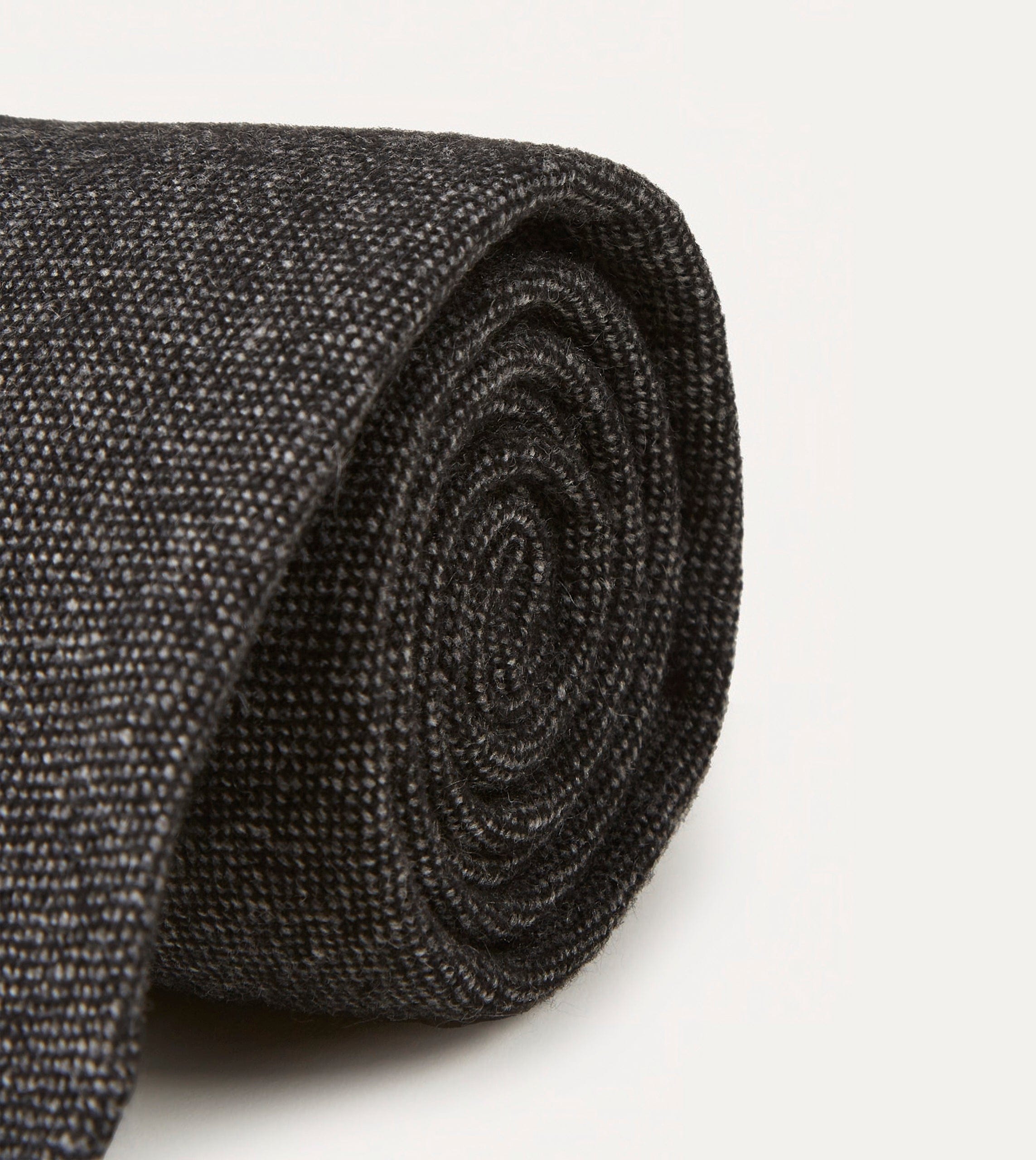 Black Pure Cashmere Solid Hand Rolled Tie - Image 5