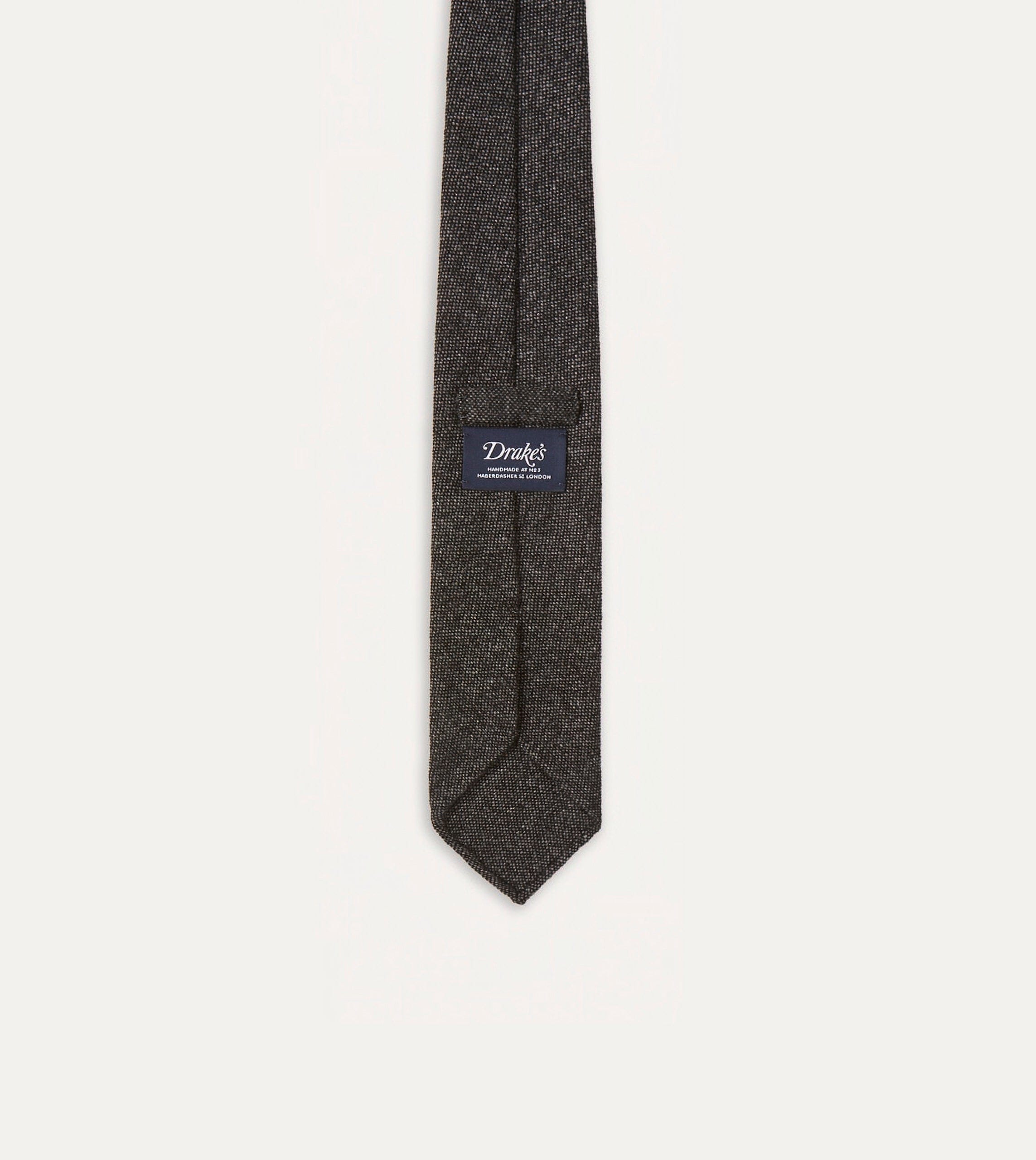 Black Pure Cashmere Solid Hand Rolled Tie - Image 3