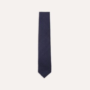Navy Tussah Hand Rolled Silk Tie