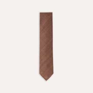 Brown Tussah Hand Rolled Silk Tie