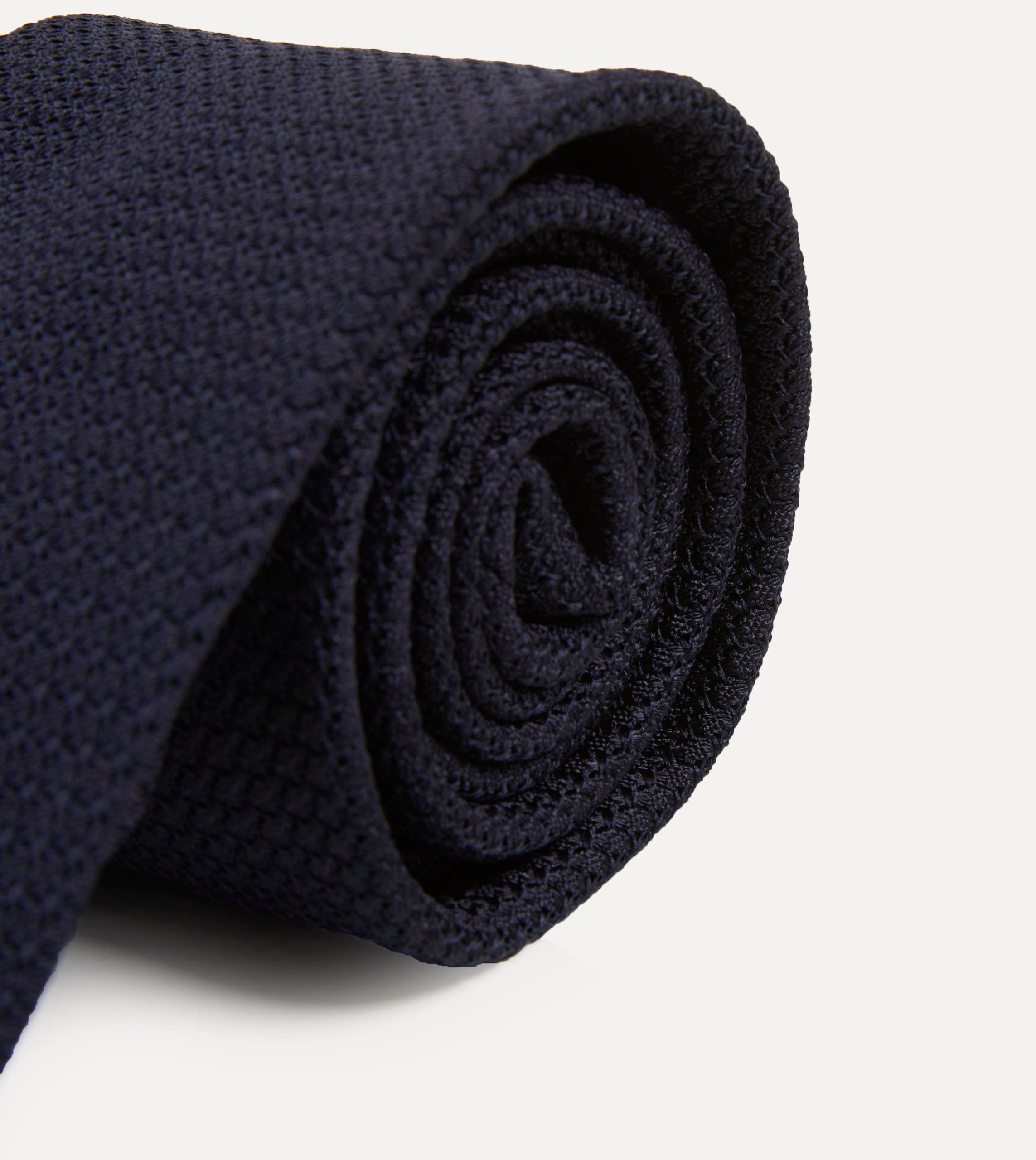 Dark Navy Hand Rolled Large Knot Grenadine Tie - Image 3