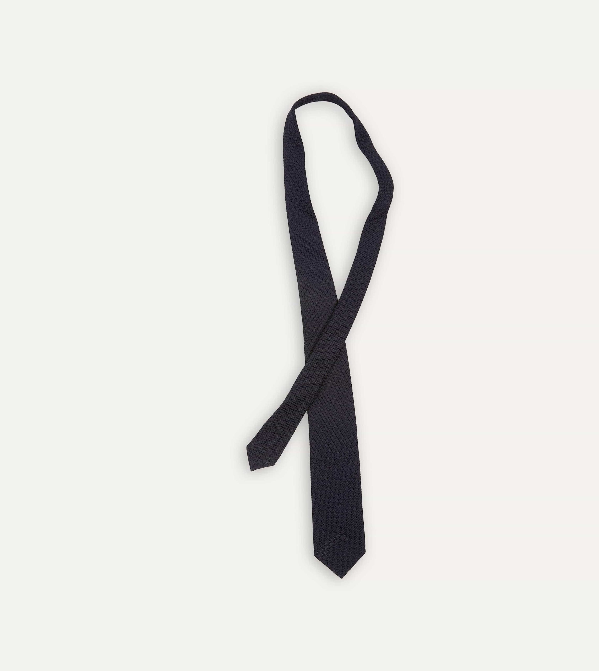 Dark Navy Hand Rolled Large Knot Grenadine Tie - Image 4