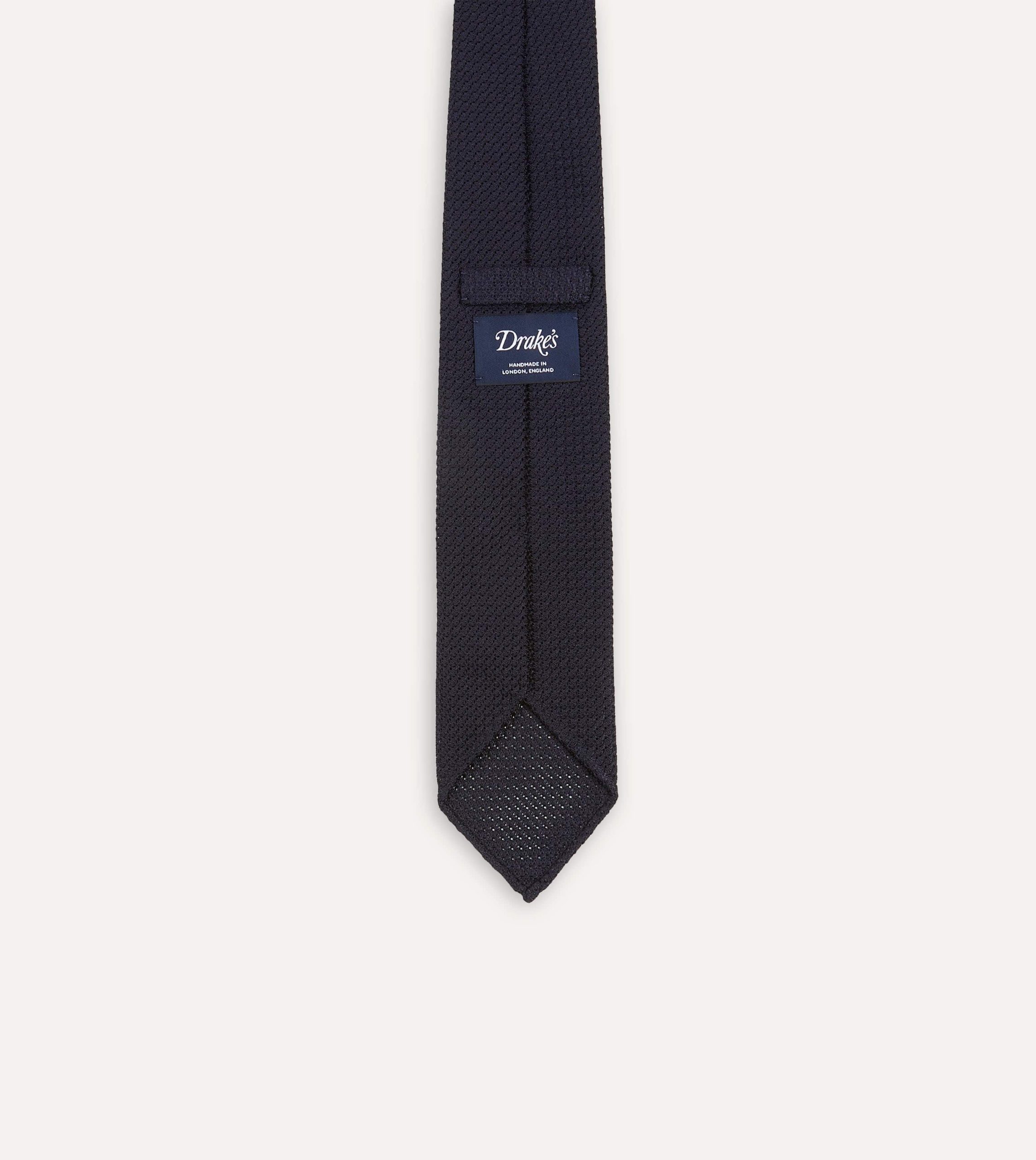 Dark Navy Hand Rolled Large Knot Grenadine Tie - Image 5