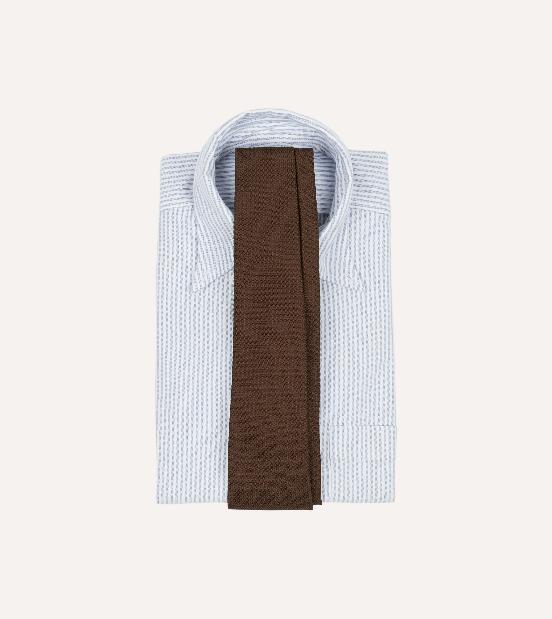 Brown Hand Rolled Large Knot Grenadine Tie - Image 2