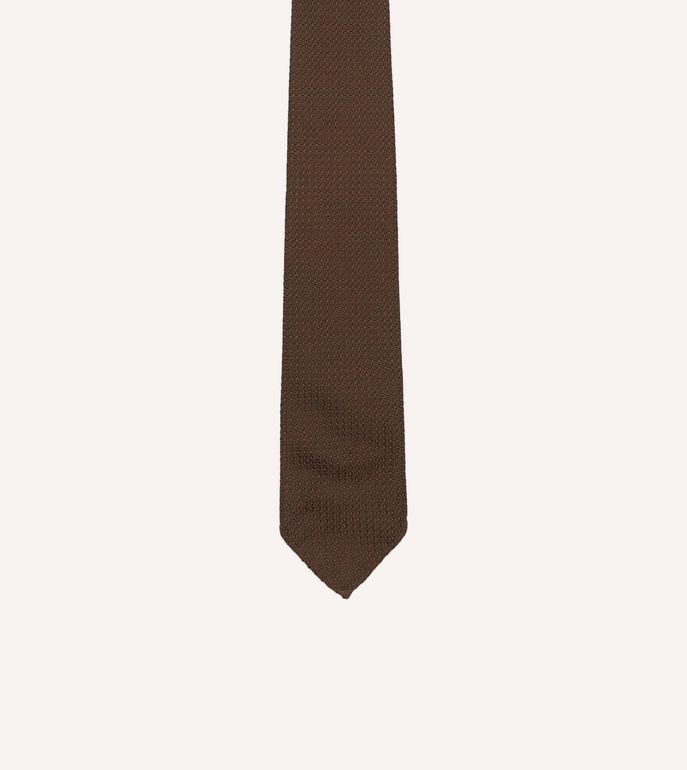 Brown Hand Rolled Large Knot Grenadine Tie - Image 4