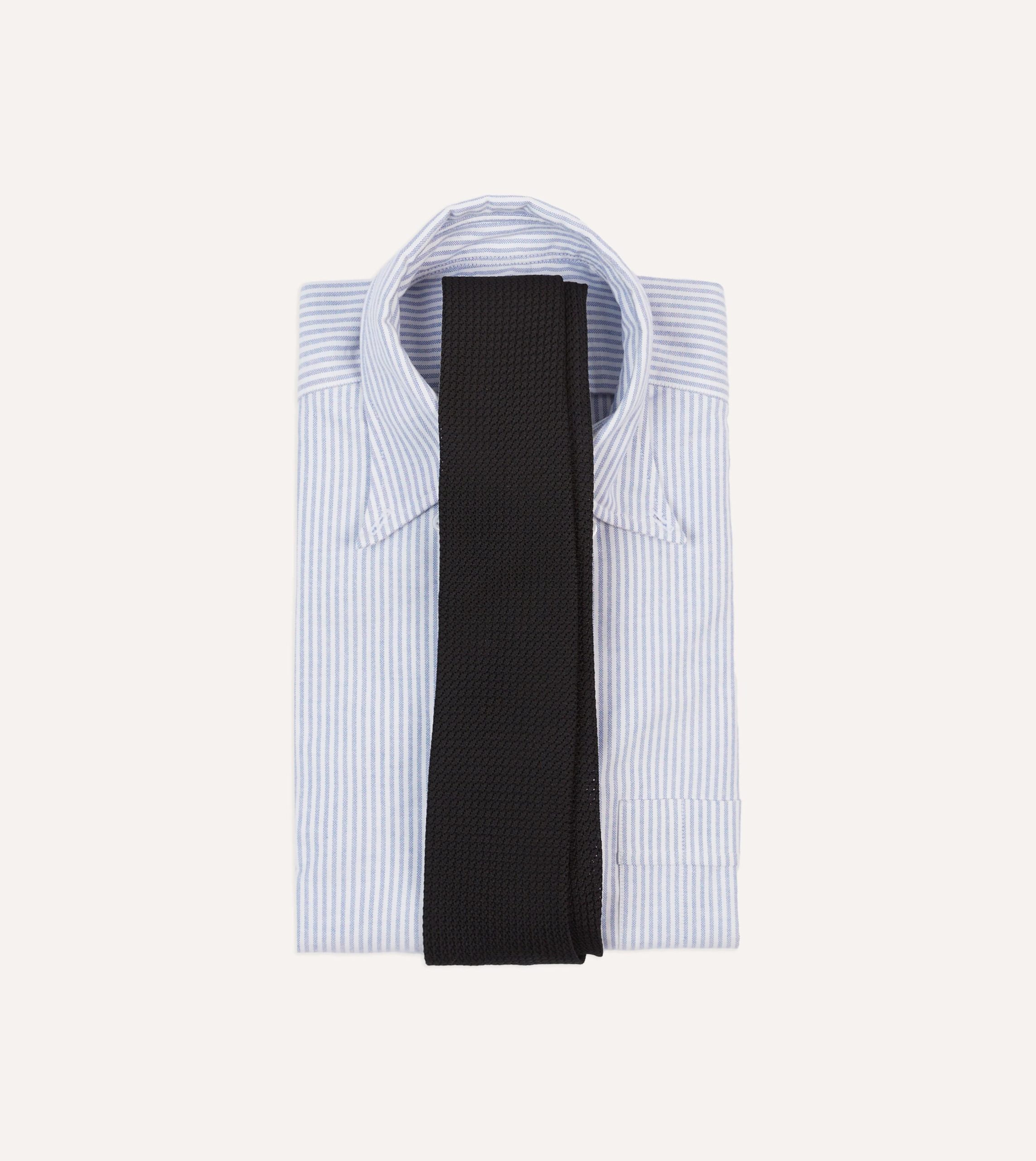 Black Hand Rolled Large Knot Grenadine Tie - Image 2