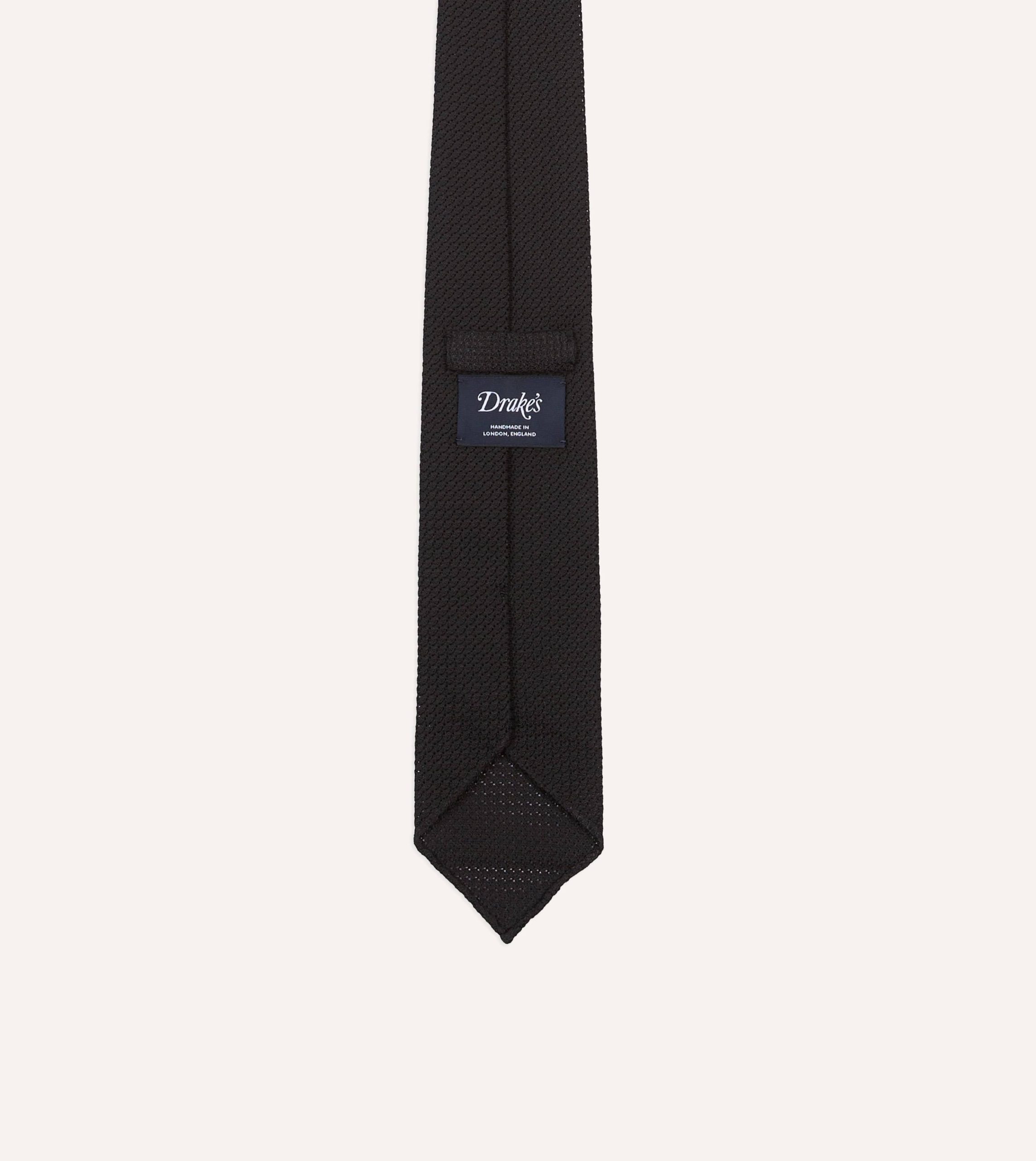 Black Hand Rolled Large Knot Grenadine Tie - Image 4