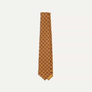 Yellow Flower Print 40oz Madder Silk Hand Rolled Tie
