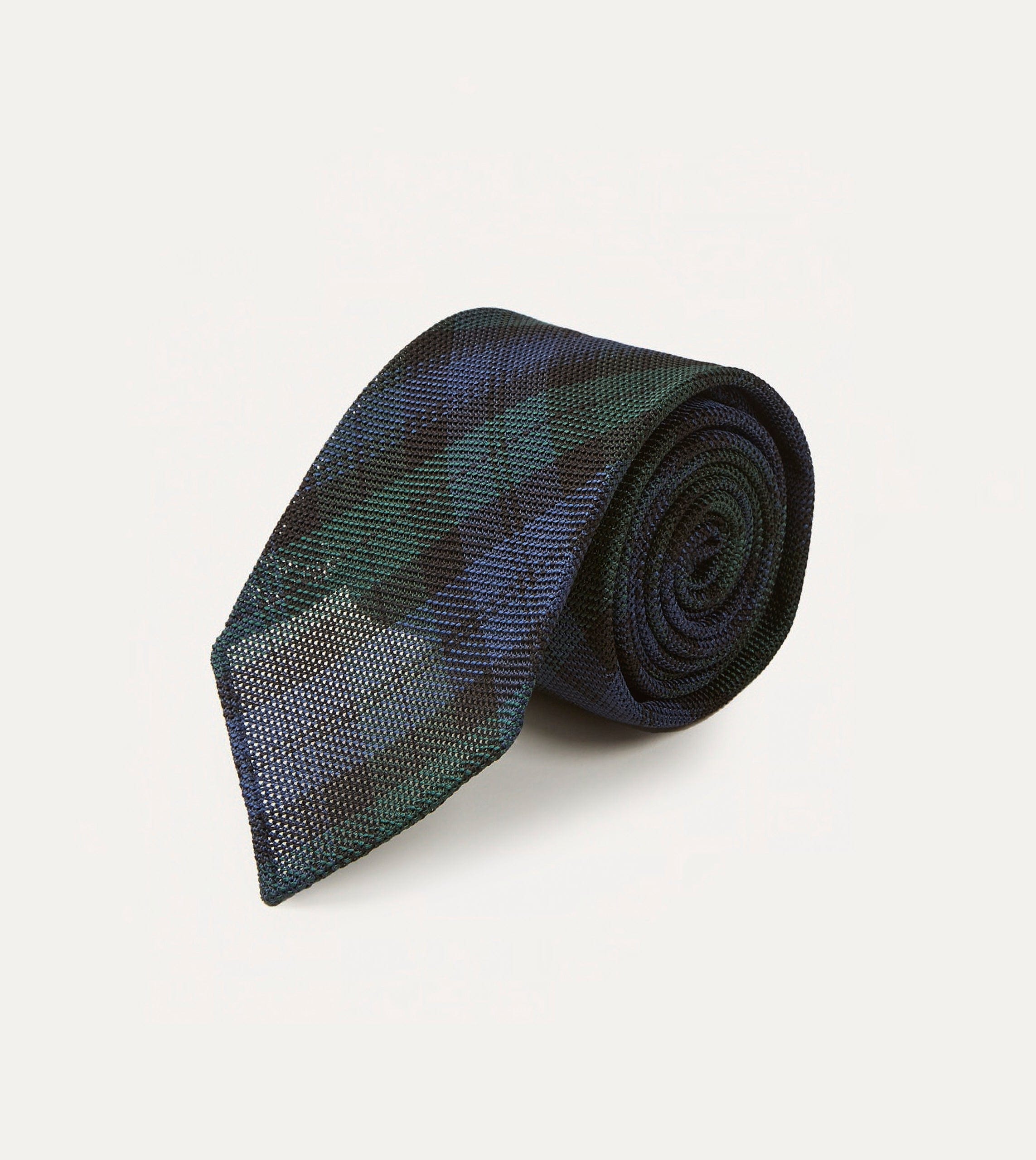 Blackwatch Fine Woven Grenadine Silk Hand Rolled Tie - Image 2