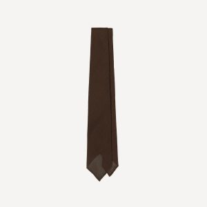 Brown Fine Woven Grenadine Silk Hand Rolled Tie