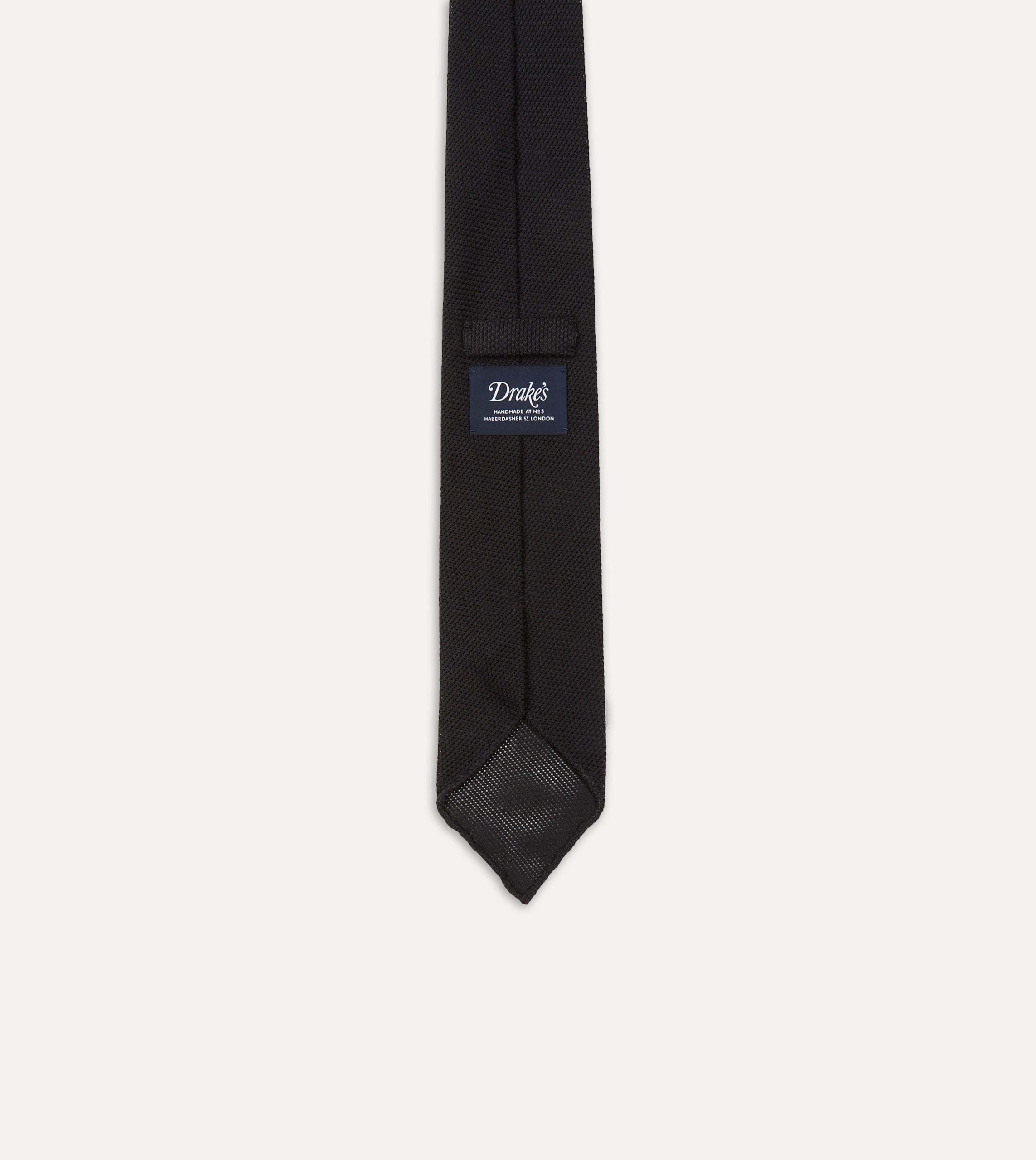 Black Fine Woven Grenadine Silk Hand Rolled Tie - Image 5