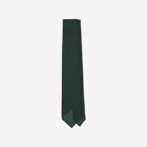 Green Fine Woven Grenadine Silk Hand Rolled Tie