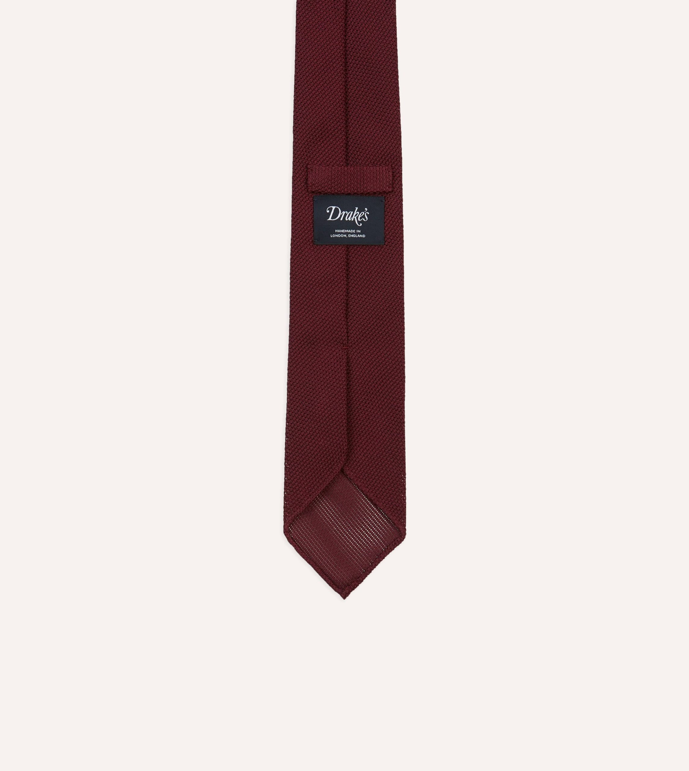 Maroon Fine Woven Grenadine Silk Hand Rolled Tie - Image 4