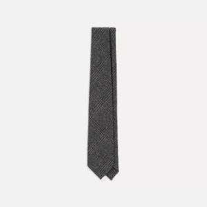 Grey Prince of Wales Check Hand Rolled Wool Tie