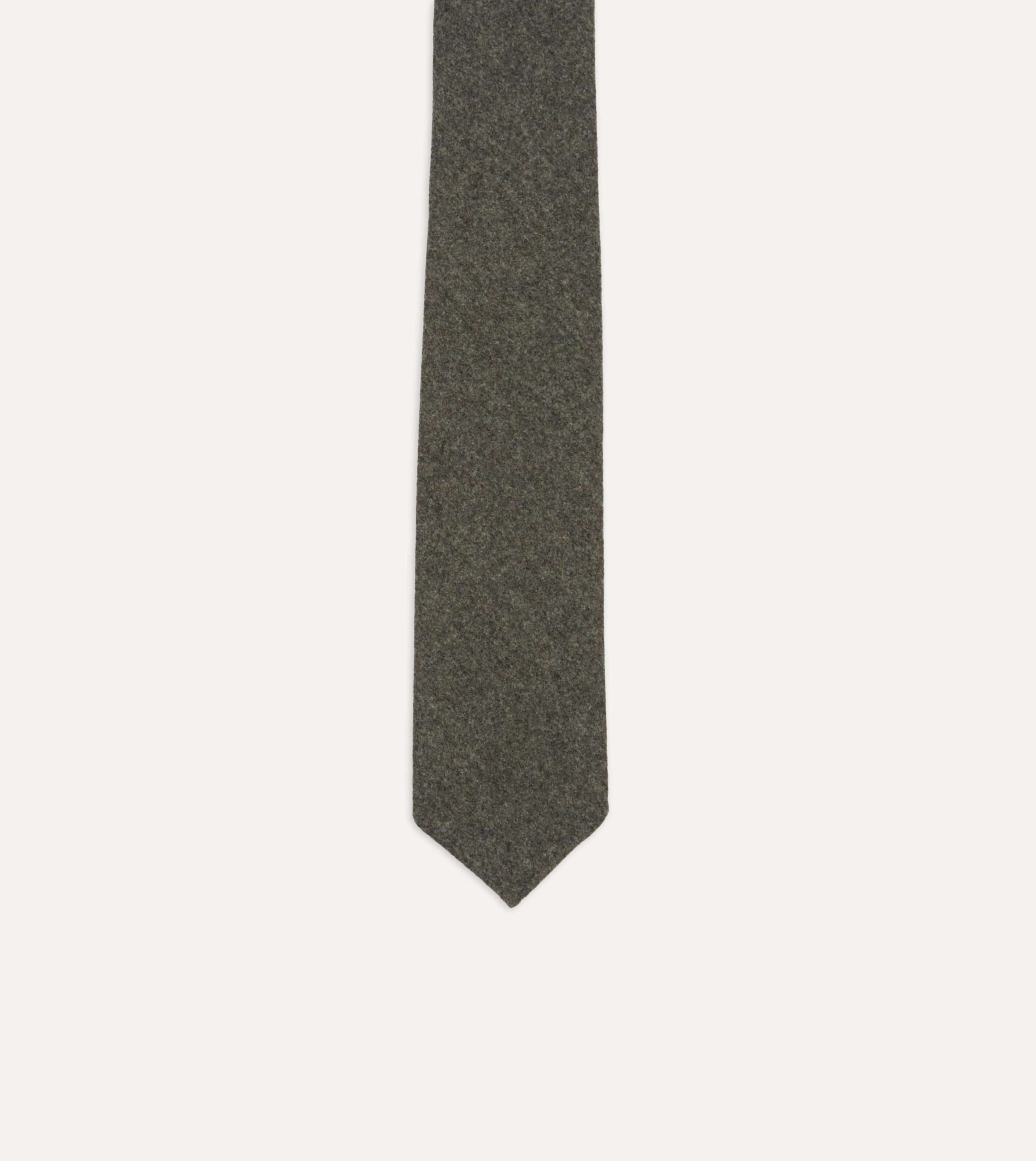 Grey Brushed Solid Hand Rolled Wool Tie - Image 3