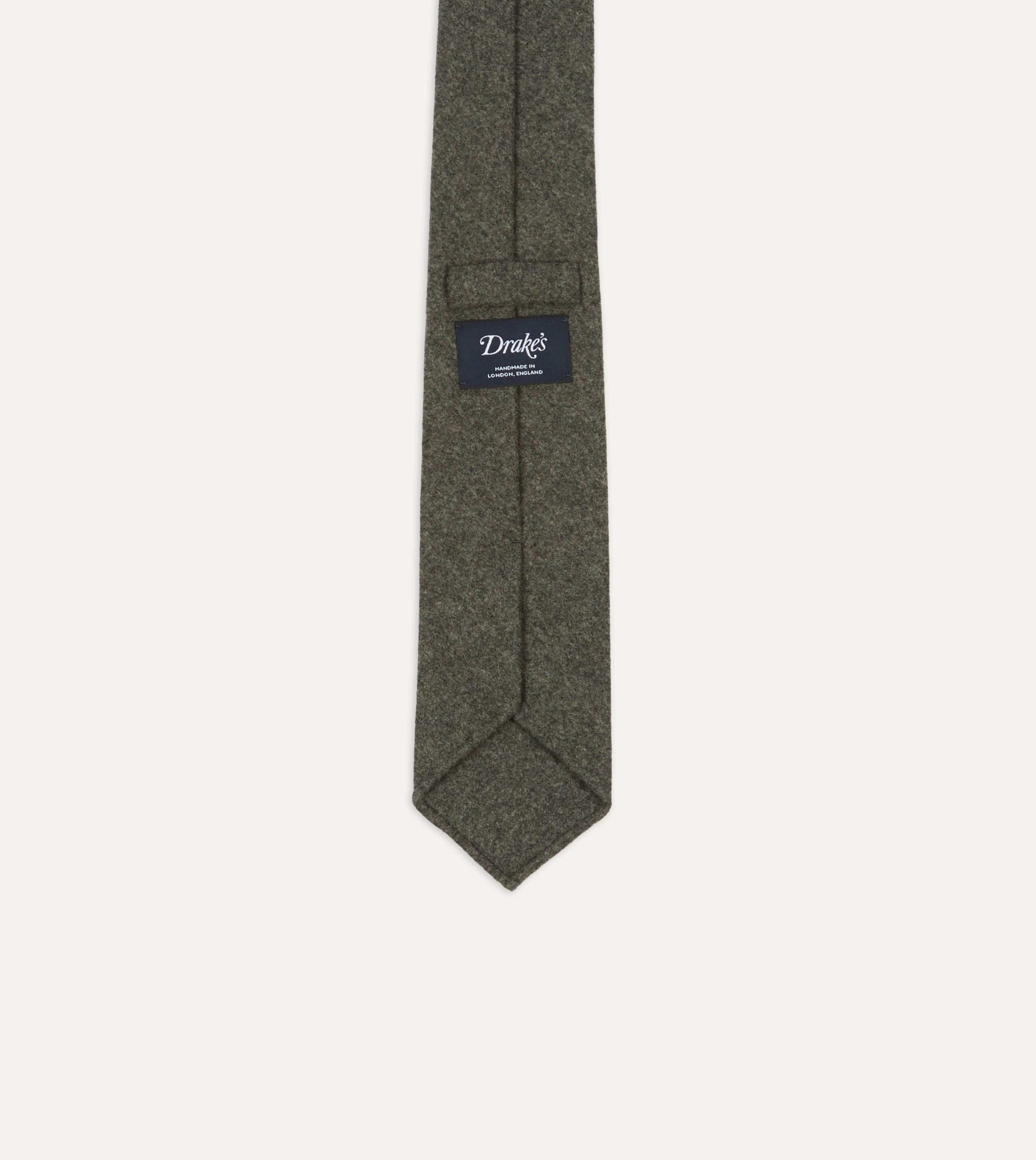 Grey Brushed Solid Hand Rolled Wool Tie - Image 4