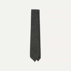 Grey Herringbone Hand Rolled Wool Tie