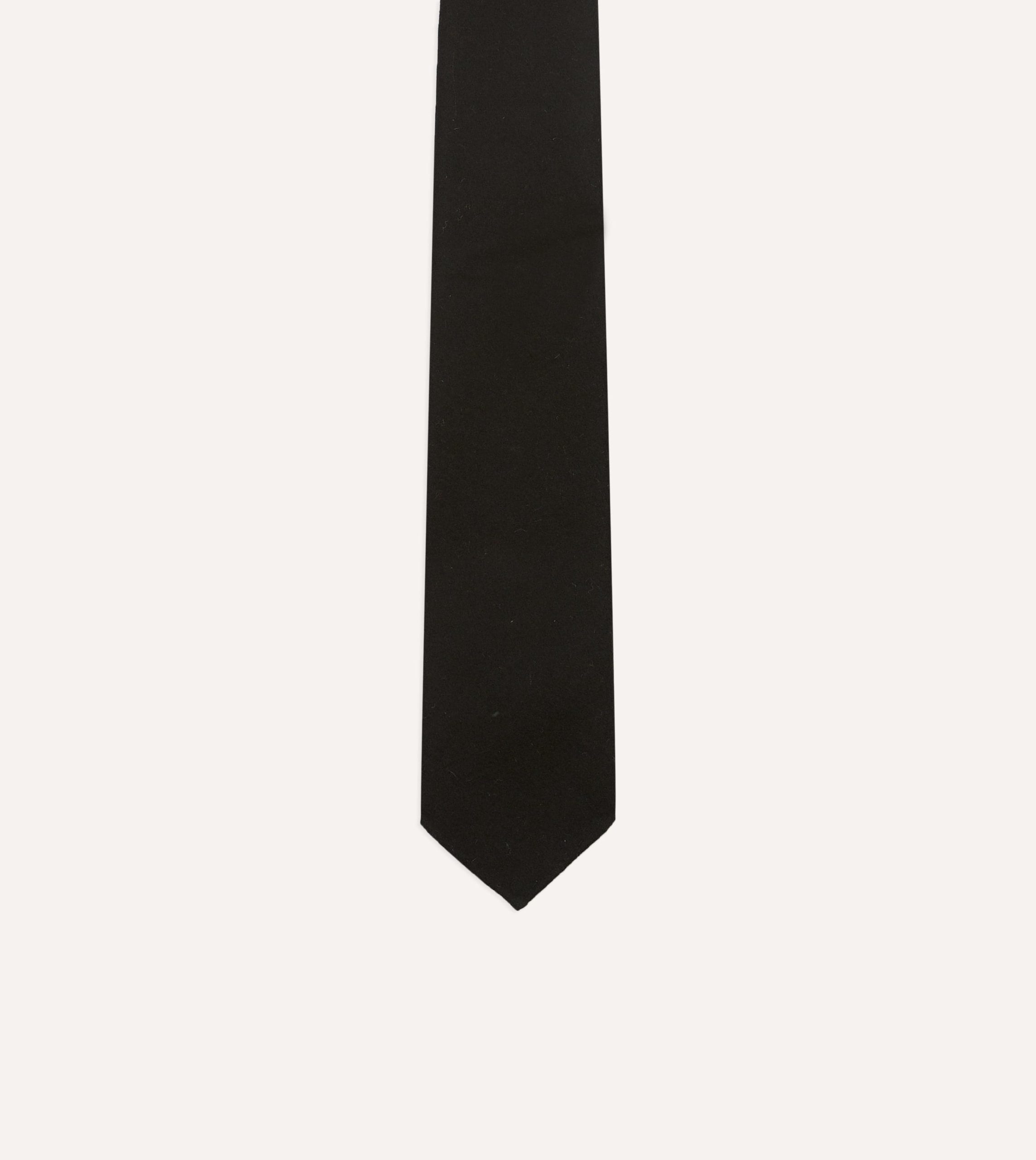 Black Super Fine Merino Wool Self Tipped Tie - Image 4
