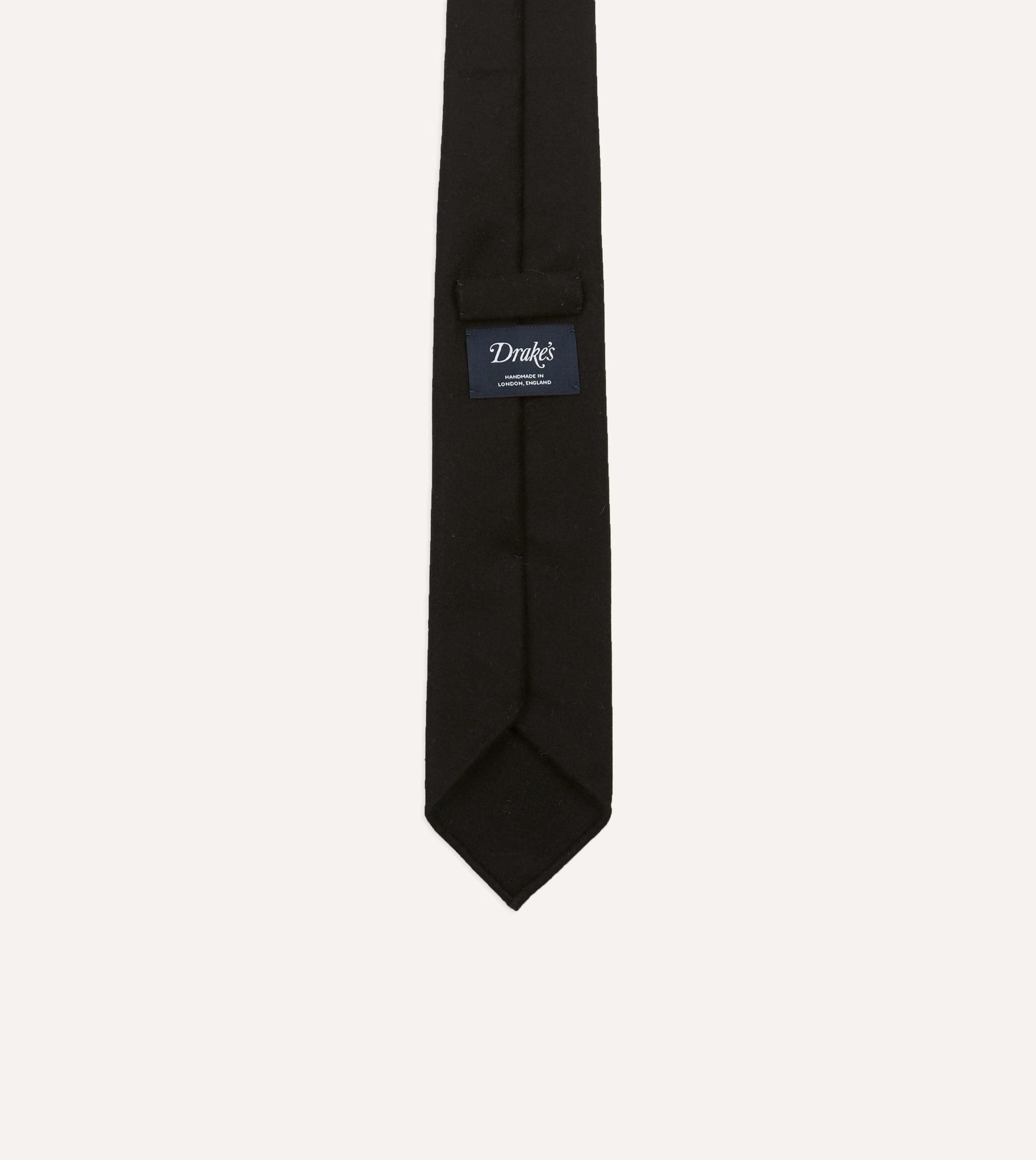 Black Super Fine Merino Wool Self Tipped Tie - Image 3