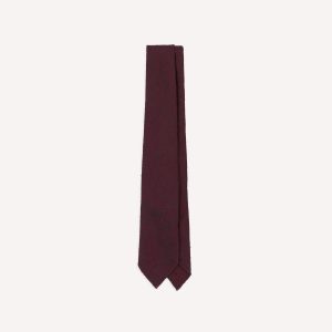 Red Shantung Silk Hand-Rolled Tie