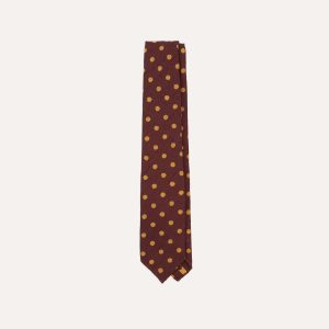 Burgundy and White Spots Shantung Silk Tie